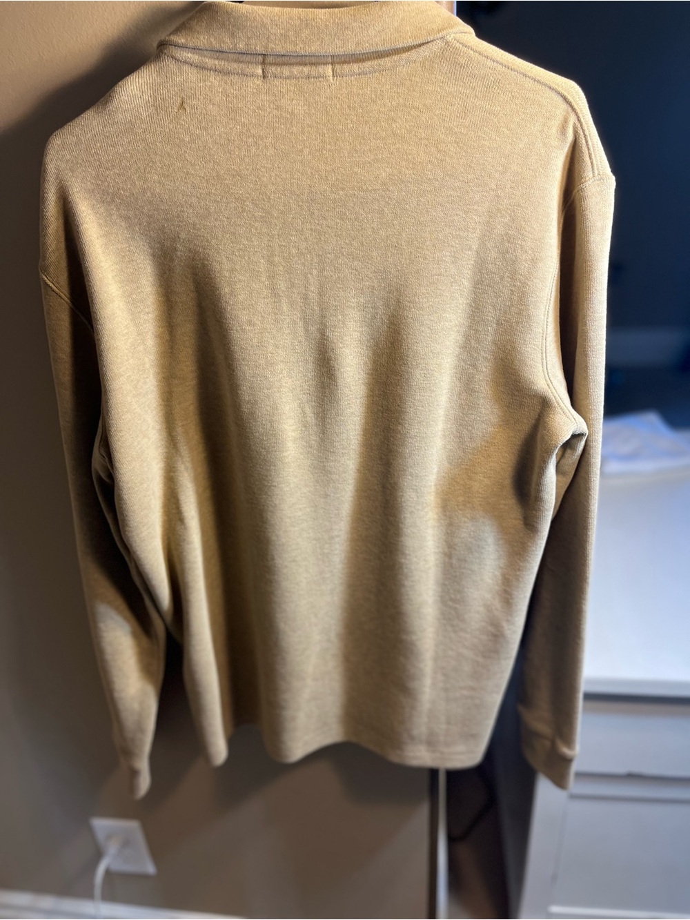 Ralph Lauren Men's Tan Quarter-Zip Sweater with Maroon Pony - Picture 4 of 8